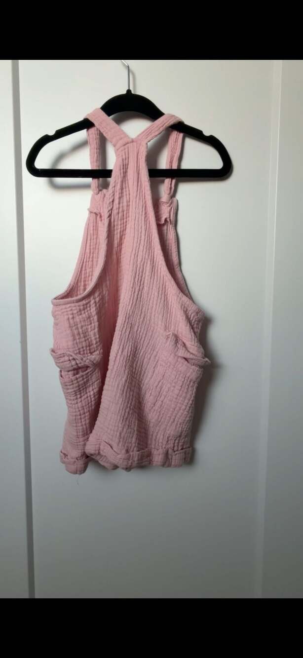 Sweet Butterfly Pink Muslin Cotton Gauze Shortalls Romper Size 4T_K12 - Picture 2 of 8
